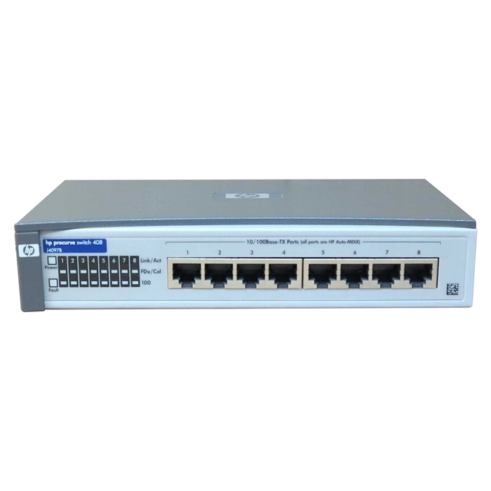 HP J4097B | ProCurve 408 8 x RJ-45 Ports 10/100Base-TX Layer 2 Unmanaged Rack-mountable Fast Ethernet Network Switch Refurbished - Hewlett-Packard (ou HP en abrégé) refurbished available on Gotodirect