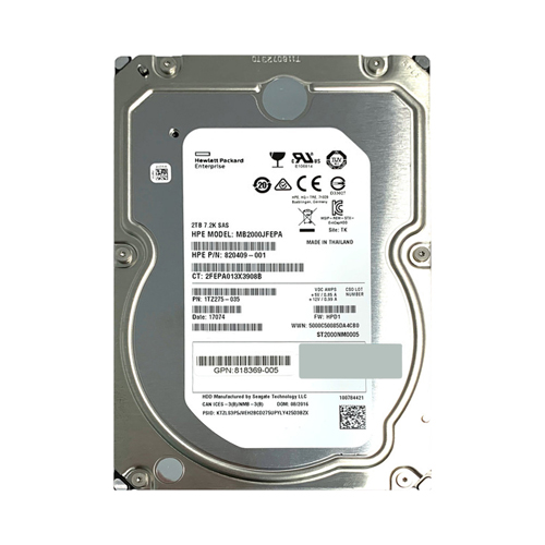HP 818369-005 | 2TB 7200RPM SAS 12Gb/s 2.5-Inch Hard Drive Refurbished - Hewlett-Packard (ou HP en abrégé) refurbished available on Gotodirect