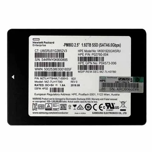 HP P02760-004 | 1.92TB SATA 6Gb/s Read Intensive Solid State Drive Refurbished - Hewlett-Packard (ou HP en abrégé) refurbished available on Gotodirect