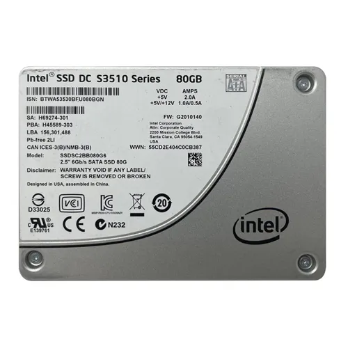 Intel SSDSC2BB080G6 | DC S3510 80GB Multi-Level Cell SATA 6Gb/s 2.5-Inch Solid State Drive Refurbished - Intel refurbished available on Gotodirect