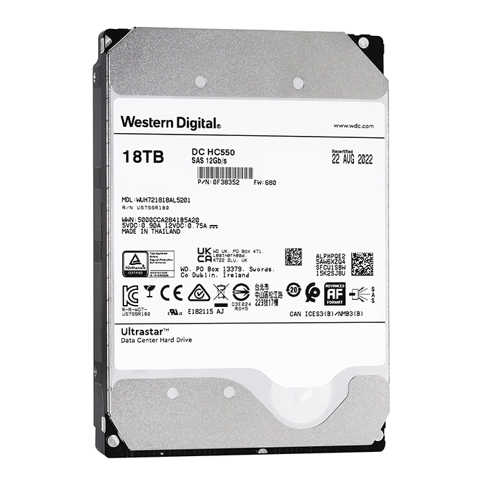 Western Digital WUH721818AL5201 | Ultrastar DC HC550 18TB 3.5-inch 12GB/s SAS 7200RPM 512MB Cache 512e/4Kn SED Data Center Hard Drive Refurbished - Western Digital refurbished available on Gotodirect