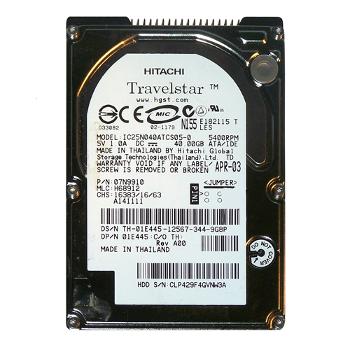 IBM IC25N040ATCS05-0 | Travelstar 40GNX 40GB 5400RPM IDE Ultra ATA/100 (ATA-6) 8MB Cache 2.5-Inch Hard Drive Refurbished -  refurbished available on Gotodirect