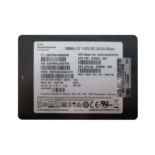 HP 870053-004 | 1.6TB SATA 6Gb/s Write Intensive 3.5-Inch Digitally Signed Firmware Solid State Drive for ProLiant GEN9 and 10 Servers Refurbished - Hewlett-Packard (ou HP en abrégé) refurbished available on Gotodirect