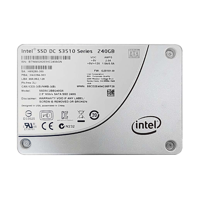 Intel SSDSC2BB240G6P | DC S3510 Series 240GB Multi-Level Cell SATA 6Gb/s Read Intensive 2.5-Inch Enterprise Solid State Drive Refurbished - Intel refurbished available on Gotodirect