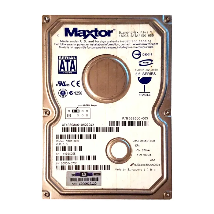 HP 332650-003 | 160GB 7200RPM SATA 1.5Gb/s Hot-Pluggable 7-Pins 3.5-inch Hard Drive Refurbished - Hewlett-Packard (ou HP en abrégé) refurbished available on Gotodirect