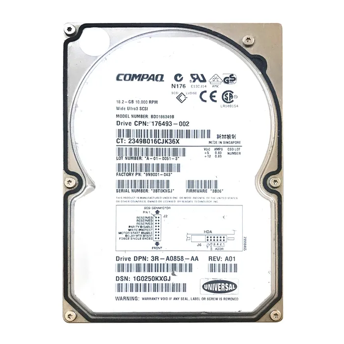 Compaq 3R-A0858-AA | 18.2GB 10000RPM Ultra160 SCSI Hot-Swappable LVD 80-Pin 3.5-Inch Hard Drive Refurbished -  refurbished available on Gotodirect