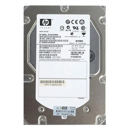 HP 516810-002 | 450GB 15000RPM SAS 6Gb/s Dual Port Hot Swappable 3.5-Inch Hard Drive Refurbished - Hewlett-Packard (ou HP en abrégé) refurbished available on Gotodirect