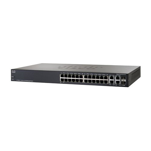 Cisco SRW224G4-K9-NA-RF | Small Business 300 Series SF300-24 24 x Ports 10/100Base-TX + 2 x GE RJ-45 Ports + 2 x Combo SFP mini-GBIC Ports Managed Gigabit Ethernet Netwok Switch Refurbished - Cisco Systems Inc. refurbished available on Gotodirect