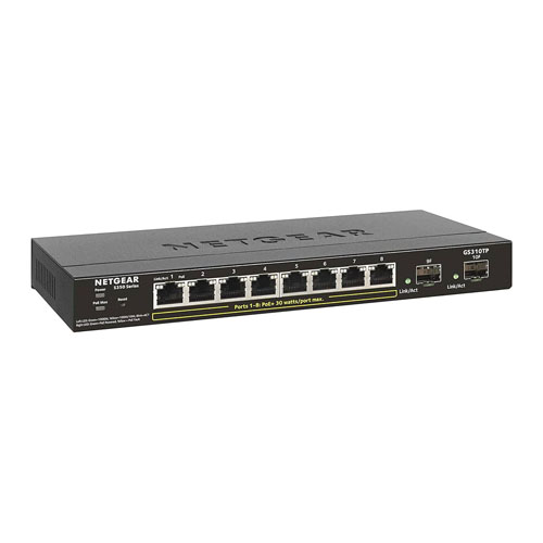 Netgear GS310TP-100NAS | S350 Series GS308TP 8 x RJ-45 Ports PoE+ 10/100/1000Base-T + 2 x SFP Ports Layer 3 Managed Gigabit Ethernet Network Switch Refurbished - Netgear refurbished available on Gotodirect