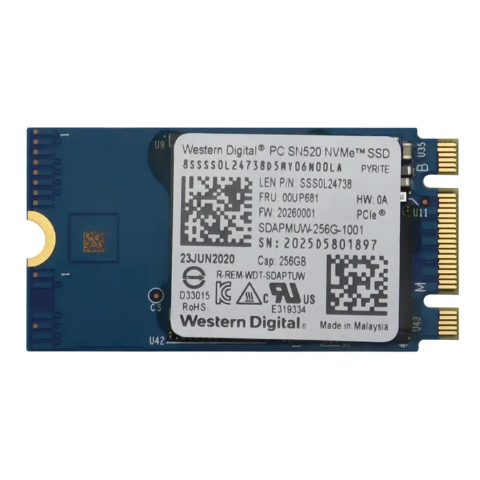 Lenovo 00UP681 | 256GB Triple-Level Cell PCI Express 3.0 x2 NVMe M.2 2242 Solid State Drive Refurbished - Lenovo refurbished available on Gotodirect