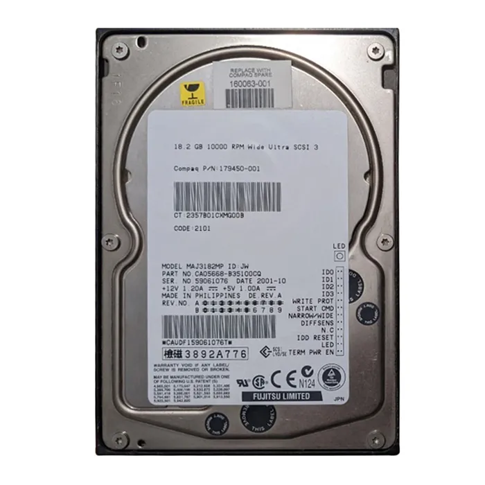 Buy HP 179450-001 | 18.2GB 10000RPM Ultra-160 SCSI (LVD) 68-Pin 3.5-Inch Hard Drive Refurbished - $471.54 HP 179450-001 | 18.2GB 10000RPM Ultra-160 SCSI (LVD) 68-Pin 3.5-Inch Hard Drive Refurbished - Hewlett-Packard (ou HP en abrégé) refurbished available on Gotodirect