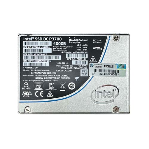 Buy HP 764891-001 | 400GB Multi-Level Cell PCI Express NVMe 3.0 x4 Write Intensive U.2 2.5-Inch Solid State Drive for ProLiant DL360 Gen10 Refurbished - $230.00 HP 764891-001 | 400GB Multi-Level Cell PCI Express NVMe 3.0 x4 Write Intensive U.2 2.5-Inch Solid State Drive for ProLiant DL360 Gen10 Refurbished - Hewlett-Packard (ou HP en abrégé) refurbished available on Gotodirect