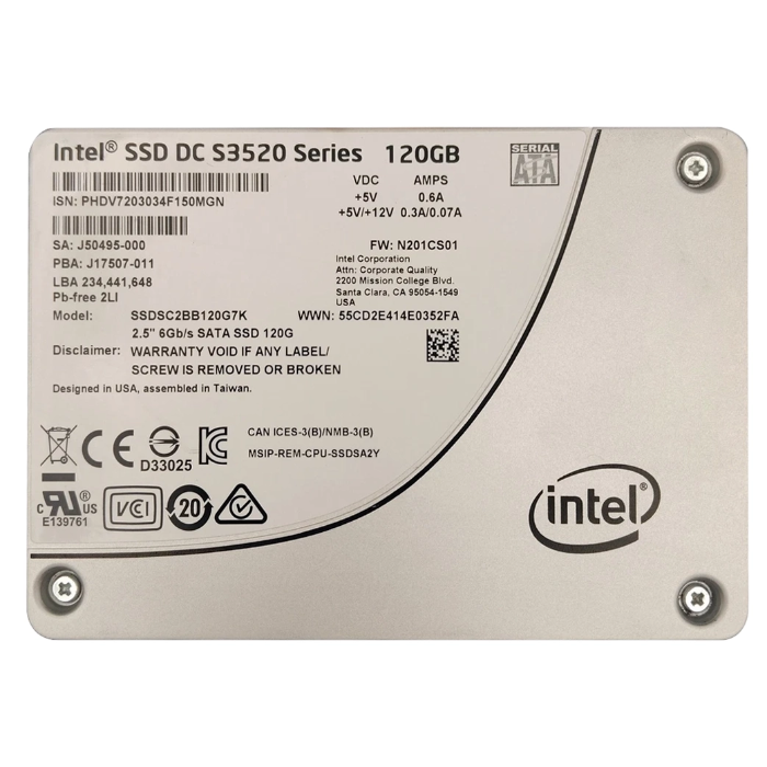 Intel SSDSC2BB120G7K | DC S3520 120GB SATA 6Gb/s 2.5-inch Solid State Drive Refurbished - Intel refurbished available on Gotodirect