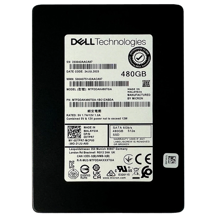 Dell DTPR7 | 480GB Triple-Level Cell SATA 6Gb/s Read Intensive 2.5-Inch Solid State Drive for 14g 15g And 16g PowerEdge Server Refurbished - Dell refurbished available on Gotodirect