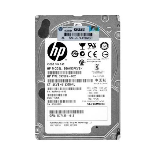 Buy HP 693569-002 | 450GB 10000RPM SAS 6Gb/s Dual Port Hot-Pluggable Dual Port SFF 2.5-inch Enterprise Hard Drive Refurbished - $120.00 HP 693569-002 | 450GB 10000RPM SAS 6Gb/s Dual Port Hot-Pluggable Dual Port SFF 2.5-inch Enterprise Hard Drive Refurbished - Hewlett-Packard (ou HP en abrégé) refurbished available on Gotodirect