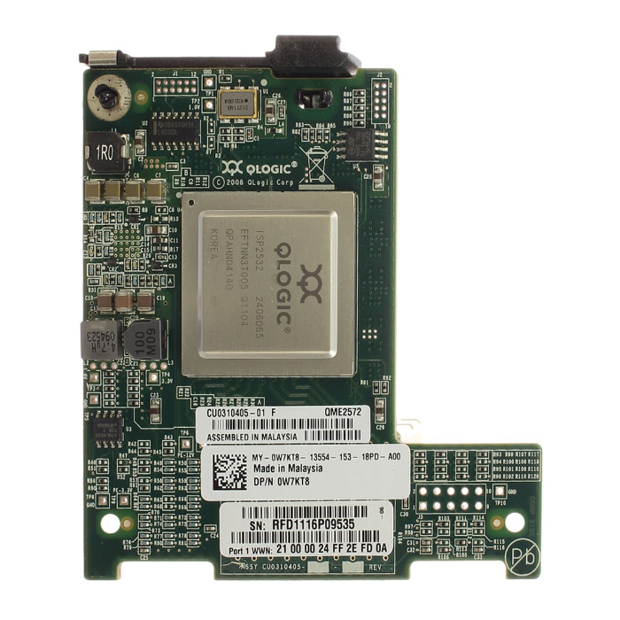 Dell 0W7KT8 | QME2572 Dual Port Fibre Channel 8Gb/s Host Bus Adapter for PowerEdge Refurbished - Dell refurbished available on Gotodirect