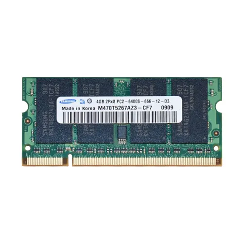 Samsung M470T5267AZ3-CE7 | 4GB DDR2-800MHz PC2-6400 Non-ECC Unbuffered SODIMM CL5 1Rx8 1.8V 200-Pin Memory Module Refurbished - Samsung refurbished available on Gotodirect