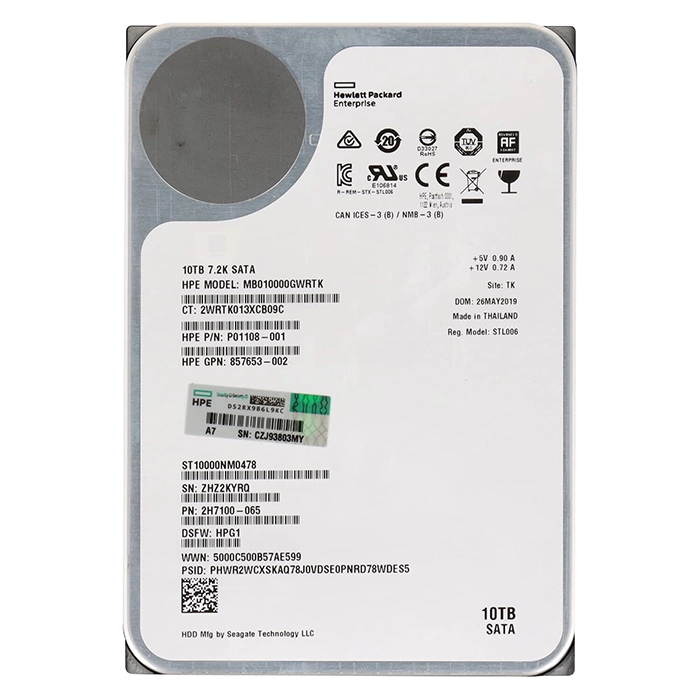 HP P01108-001 | 10TB 7200RPM SATA 6Gb/s (512e) 3.5-Inch Internal Hard Drive Refurbished - Hewlett-Packard (ou HP en abrégé) refurbished available on Gotodirect
