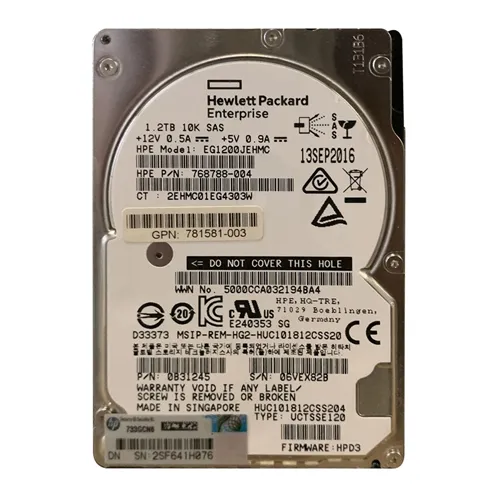 HP 781581-003 | 1.2TB 10000RPM SAS 12Gb/s Dual Port SFF 2.5-inch Enterprise Hard Drive for ProLiant Server Refurbished - Hewlett-Packard (ou HP en abrégé) refurbished available on Gotodirect