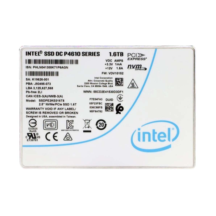 Intel SSDPE2KE016T8T | DC P4610 1.6TB Triple-Level Cell PCI Express NVMe 3.1 x4 U.2 2.5-Inch Solid State Drive Refurbished - Intel refurbished available on Gotodirect