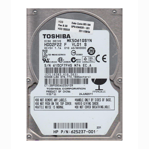 HP 634925-001 | 500GB 7200RPM SATA 3Gb/s 16MB Cache SFF 2.5-inch Hard Drive Refurbished - Hewlett-Packard (ou HP en abrégé) refurbished available on Gotodirect