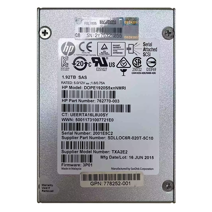 HP 762770-003 | 1.92TB Multi-Level Cell SAS 6Gb/s 2.5-Inch Solid State Drive Refurbished - Hewlett-Packard (ou HP en abrégé) refurbished available on Gotodirect