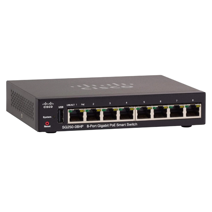 Cisco SG250-08HP-K9-NA | Small Business 250 Series SG250-08HP 8 x Ports PoE+ 10/100/1000Base-T Rack-Mountable Layer 2 Managed Gigabit Ethernet Network Switch Refurbished - Cisco Systems Inc. refurbished available on Gotodirect