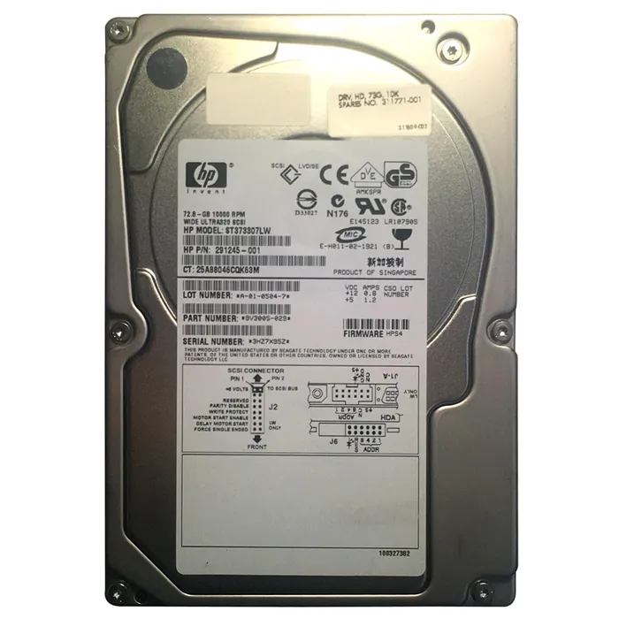 HP 291245-001 | 72.8GB 10000RPM Ultra-320 SCSI (LVD) 68-Pin 3.5-Inch Hard Drive Refurbished - Hewlett-Packard (ou HP en abrégé) refurbished available on Gotodirect