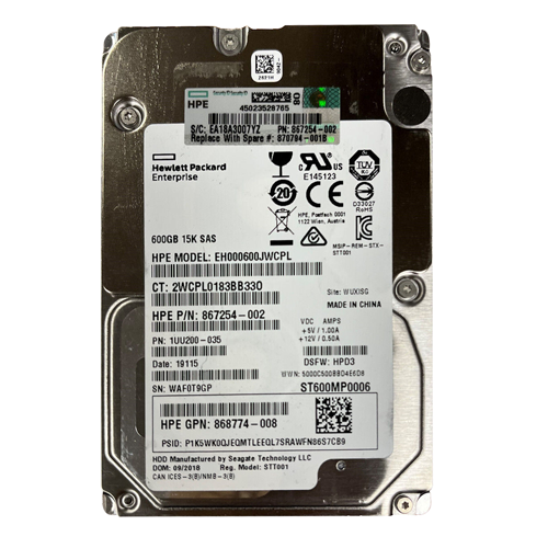 HP 868774-008 | 600GB 15000RPM SAS 12Gb/s LFF 2.5-inch Enterprise Hard Drive with Smart Carrier Refurbished - Hewlett-Packard (ou HP en abrégé) refurbished available on Gotodirect