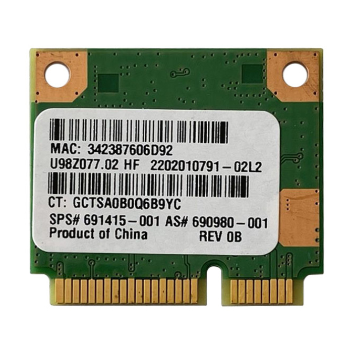 HP 690980-001 | Ralink RT5390R 802.11bg/n PCIe Half Mini Wifi Network Card for Laptop Refurbished - Hewlett-Packard (ou HP en abrégé) refurbished available on Gotodirect