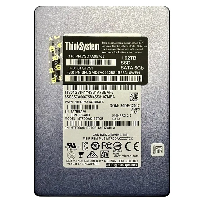 Lenovo 7SD7A05762 | 1.92TB TLC SATA 6GB/s Hot Swap Mainstream Endurance 2.5-Inch Internal Solid State Drive for ThinkSystem Refurbished - Lenovo refurbished available on Gotodirect