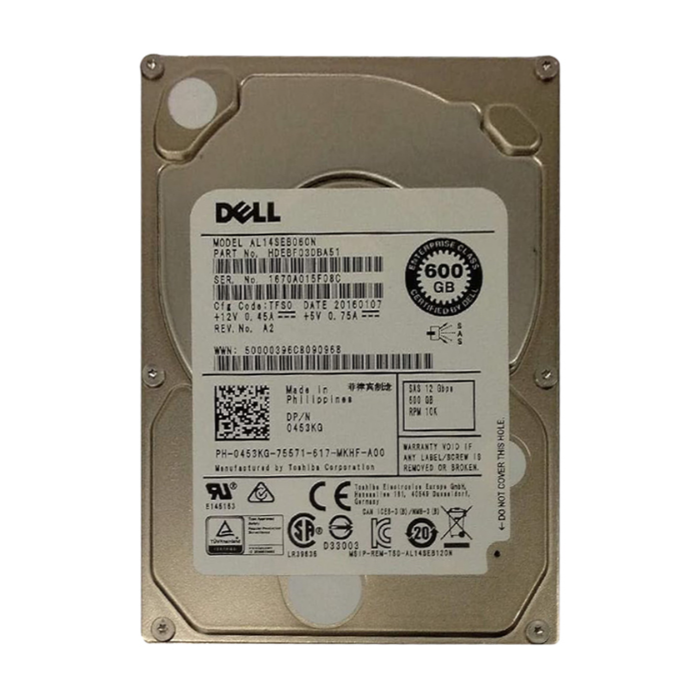 Dell 0453KG | 600GB 10000RPM SAS 12Gb/s Hot-Pluggable 2.5-Inch Hard Drive for PowerEdge Servers Refurbished - Dell refurbished available on Gotodirect
