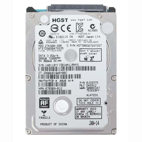HP 678309-012 | 500GB 7200RPM SATA 6Gb/s 32MB Cache 2.5-inch Hard Drive Refurbished - Hewlett-Packard (ou HP en abrégé) refurbished available on Gotodirect