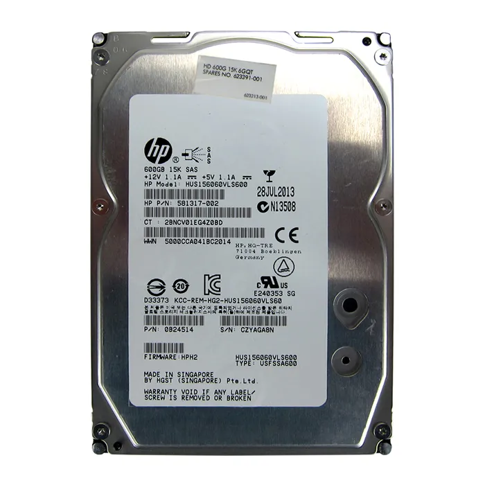 HP 581317-002 | 600GB 15000RPM SAS 6Gb/s Hot-Pluggable Dual Port 3.5-inch Hard Drive Refurbished - Hewlett-Packard (ou HP en abrégé) refurbished available on Gotodirect