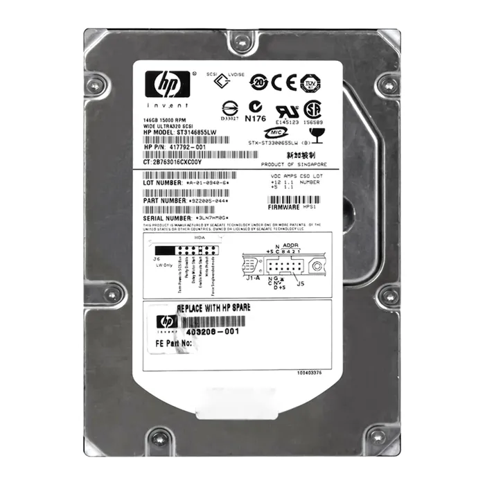 HP 403208-001 | 146GB 10000RPM Ultra320 SCSI 8MB Cache LVD 68-Pin 3.5-inch Hard Drive Refurbished - Hewlett-Packard (ou HP en abrégé) refurbished available on Gotodirect