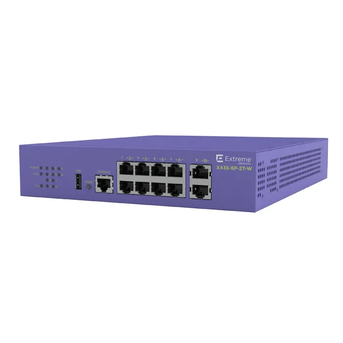 Extreme Networks X435-8P-2T-W | X435 8-port Switch with 2 x 802.3bt Type 4 uplink ports Refurbished -  refurbished available on Gotodirect