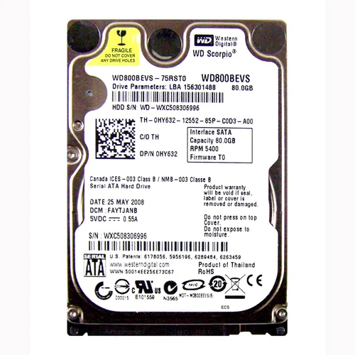 Dell HY632 | 80GB 5400RPM SATA 1.5Gb/s 8MB Cache 2.5-Inch Hard Drive Refurbished - Dell refurbished available on Gotodirect