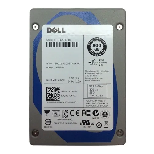 Dell 0DPF1J | 800GB Single-Level Cell SAS 6Gb/s Hot-Pluggable 2.5-Inch Solid State Drive for PowerEdge Servers Refurbished - Dell refurbished available on Gotodirect