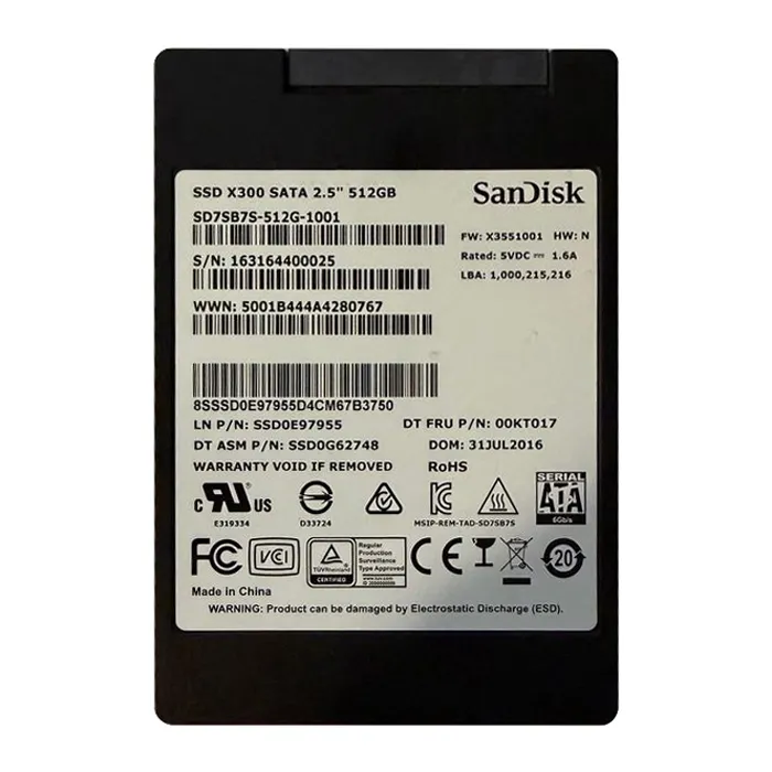 Lenovo SSD0E97955 | 512GB SATA 6GB/s 2.5-Inch Internal Solid State Drive Refurbished - Lenovo refurbished available on Gotodirect