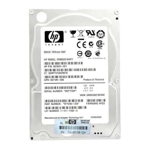 HP 507609-001 | 500GB 7200RPM SAS 6Gb/s SFF Hot-Pluggable Dual Port 2.5-inch Midline Hard Drive for Gen1 to Gen7 ProLiant Server Refurbished - Hewlett-Packard (ou HP en abrégé) refurbished available on Gotodirect