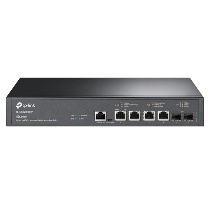 TP-LINK TL-SX3206HPP | JetStream 6-Port 10GE L2+ Managed Switch with 4-Port PoE++ Refurbished - TP-Link refurbished available on Gotodirect