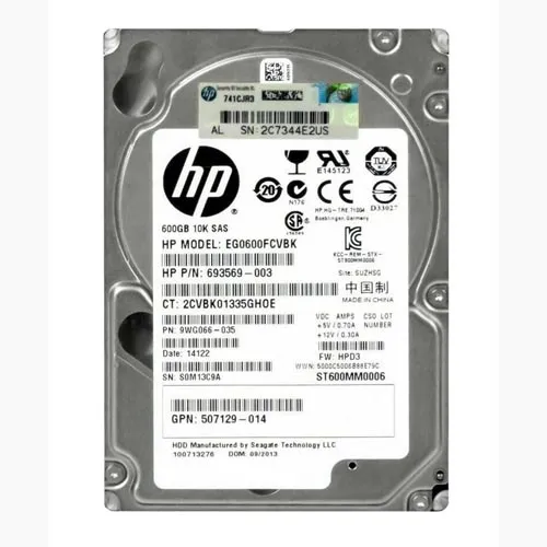 HP EG0600FCVBK | 600GB 10000RPM SAS 6Gb/s NHP Hot-Swappable Dual Port SFF 2.5-inch Hard Drive for ProLiant Server Refurbished - Hewlett-Packard (ou HP en abrégé) refurbished available on Gotodirect