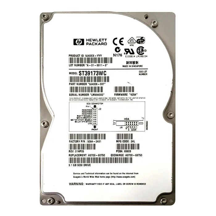 HP A3703-60750 | 9.1GB 7200RPM Ultra Wide SCSI Hot Swappable 80-Pin 3.5-Inch Hard Drive Refurbished - Hewlett-Packard (ou HP en abrégé) refurbished available on Gotodirect