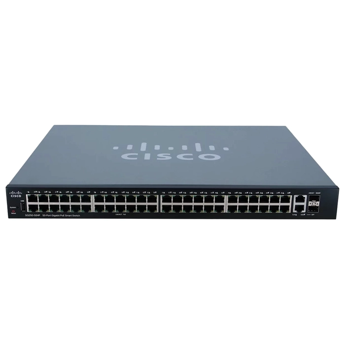 Cisco SG250-50HP | Small Business 250 Series 48 x Ports PoE+ 1000Base-T + 2 x Ports Combo SFP Layer 3 Managed Rack-mountable Gigabit Ethernet Network Switch Refurbished - Cisco Systems Inc. refurbished available on Gotodirect