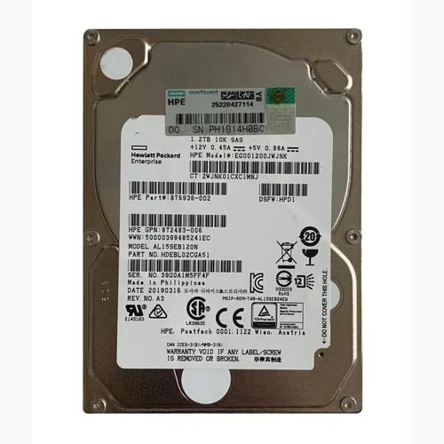 HP 876936-002 | 1.2TB 10000RPM SAS 12Gb/s Hot-Pluggable (512n) SFF 2.5-inch Enterprise Hard Drive for Gen8/10 ProLiant Server/Storage Array Refurbished - Hewlett-Packard (ou HP en abrégé) refurbished available on Gotodirect