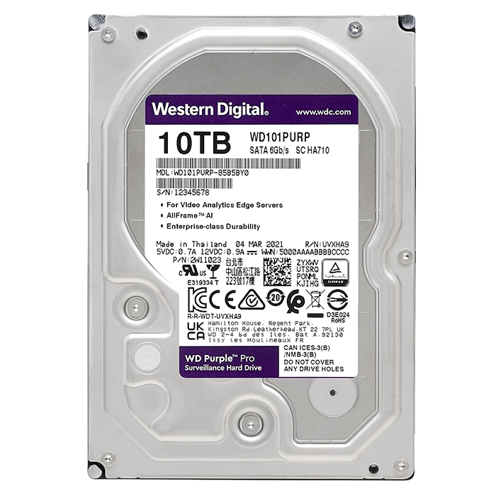 Western Digital WD101PURP | Purple Pro Air 10TB 3.5-inch 6GB/s SATA 7200RPM 256MB Cache Surveillance Hard Drive Refurbished - Western Digital refurbished available on Gotodirect