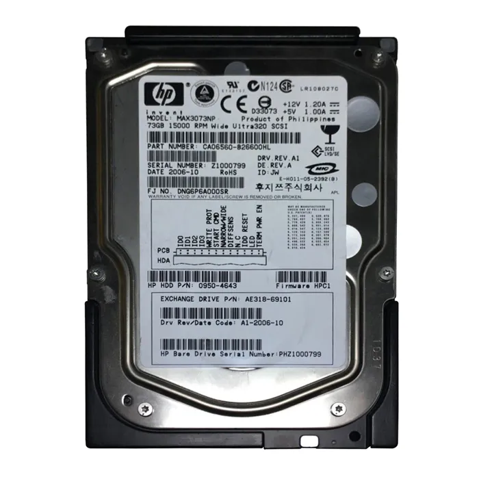 HP 0950-4643 | 72.8GB 15000RPM Ultra-320 SCSI 8MB Cache (LVD) 68-Pin 3.5-Inch Hard Drive Refurbished - Hewlett-Packard (ou HP en abrégé) refurbished available on Gotodirect