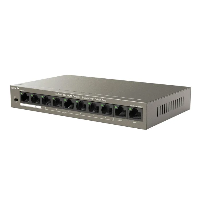 Tenda TEF1110P-8-63W | 10-Port 10/100M Desktop Switch with 8-Port PoE Refurbished - Tenda refurbished available on Gotodirect