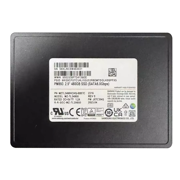 Samsung MZ7L3480HCHQ-00B7C | Enterprise PM893 Series 480GB Triple-Level Cell  SATA 6GB/s V-NAND 7mm 2.5-inch Solid State Drive Refurbished - Samsung refurbished available on Gotodirect
