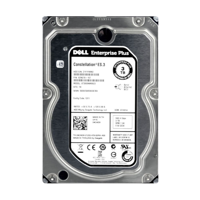 Dell 4CMD9 | 3TB 7200RPM SAS 6Gb/s 3.5-Inch Hard Drive for EqualLogic SAN Storage Array Refurbished - Dell refurbished available on Gotodirect